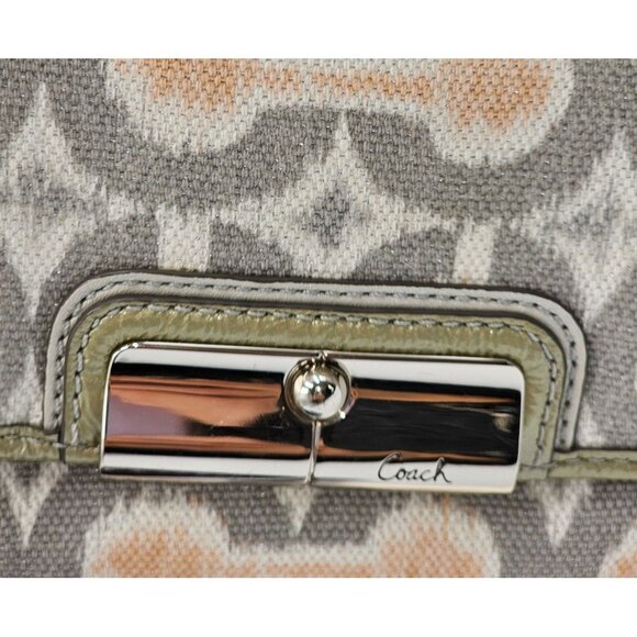Coach Women's Gray Kristin Op Art Signature Ikat Wristlet Clutch Bag  356 - Picture 10 of 13